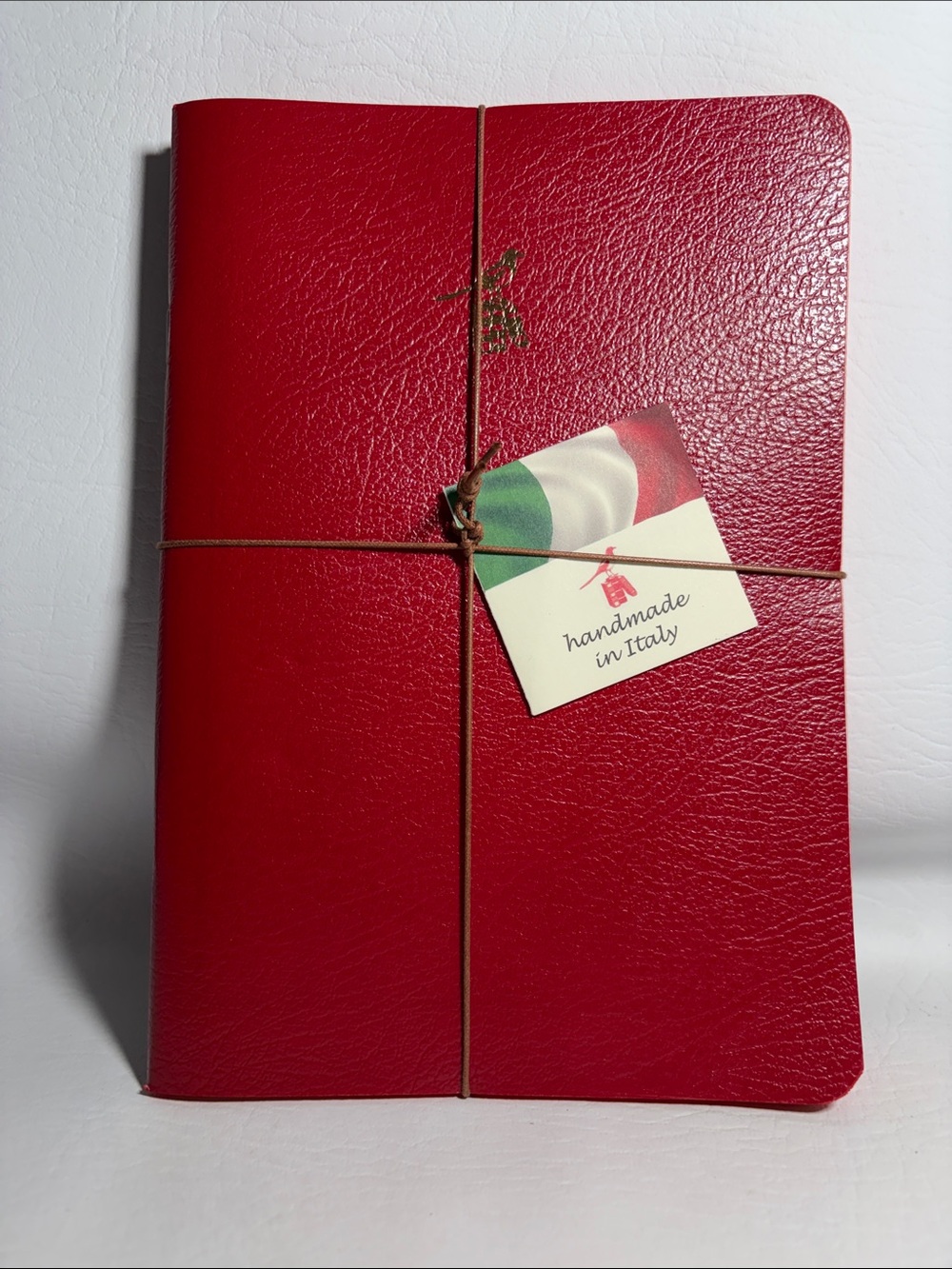Bieffe NEW Handmade Red Leather Lined Journal Notebook Made in Italy